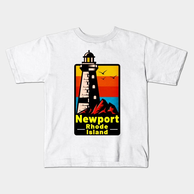 Newport Rhode Island Lighthouse Kids T-Shirt by TravelTime